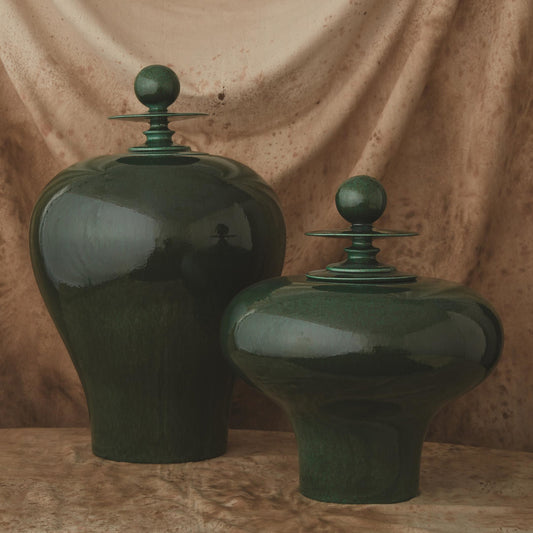 Happy Temple Jar by Global Views. Made from ceramic in a transitional style.