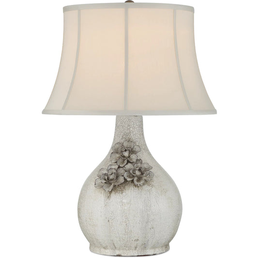 Attar Table Lamp by Currey and Company in white. Made from ceramic in a unique style.