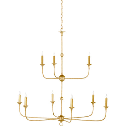 Nottaway Two-Tier Chandelier by Currey and Company. Made from wrought iron in a traditional style.