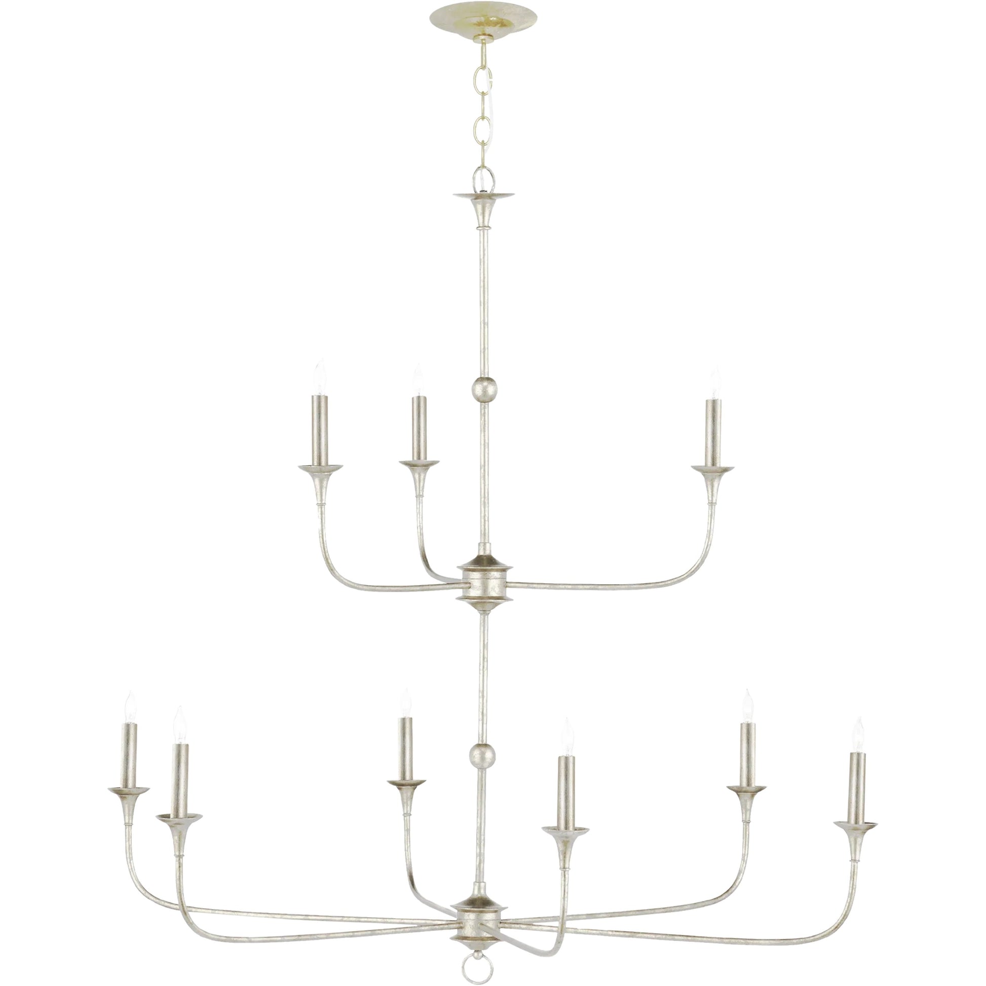 Nottaway Two-Tier Chandelier by Currey and Company. Made from wrought iron in a traditional style.
