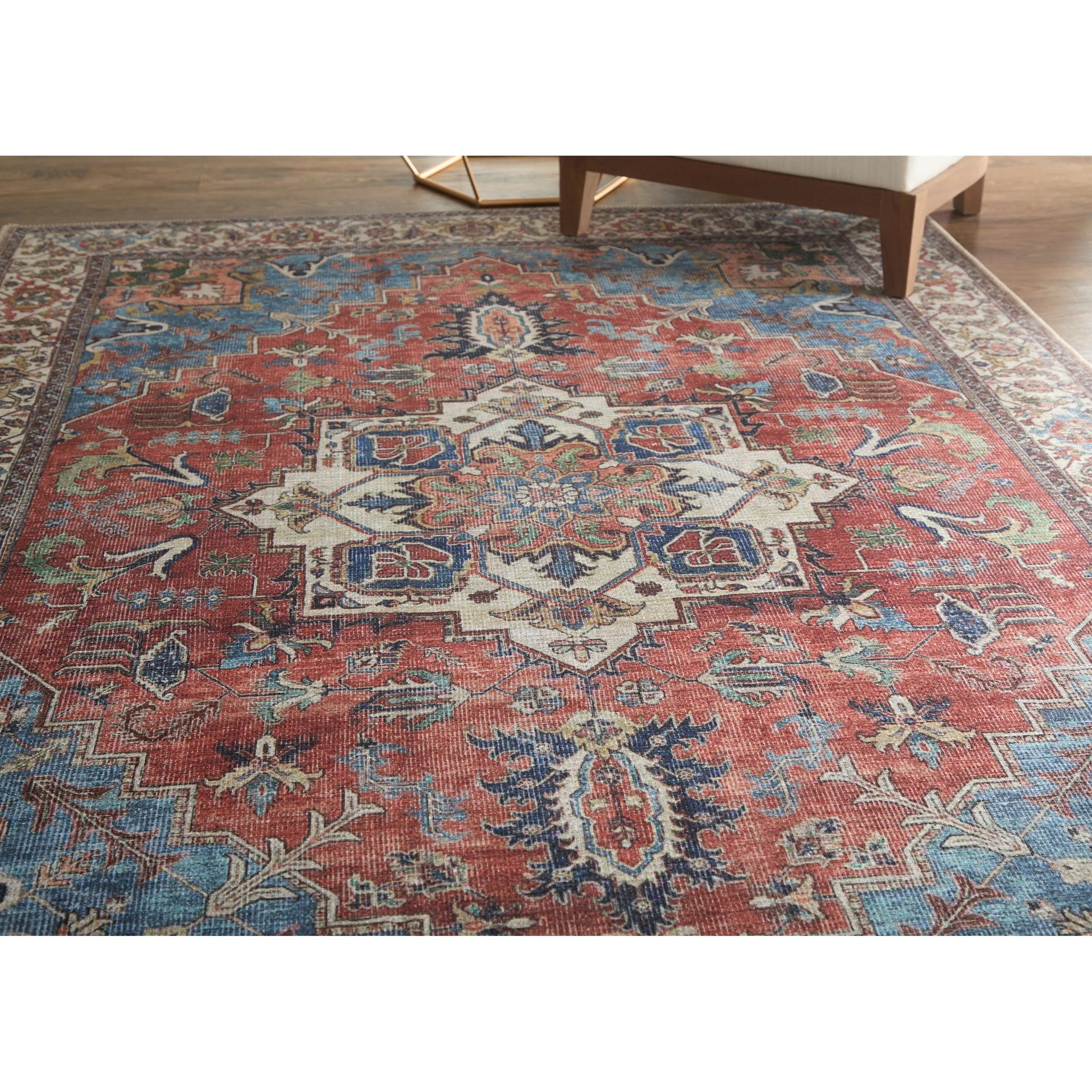 Percy Transitional Rug - 39AHF by Feizy in blue, red, ivory. Made from polyester in a unique style.