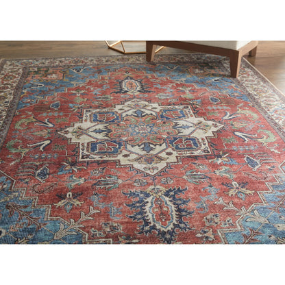 Percy Transitional Rug - 39AHF by Feizy in blue, red, ivory. Made from polyester in a unique style.