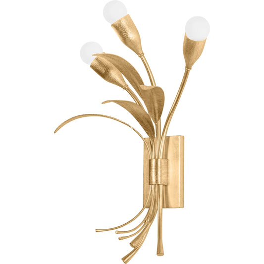 Bilston Wall Sconce by Hudson Valley in vintage gold leaf. Made from iron in a unique style.
