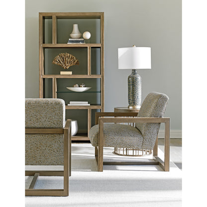 Studio Round Accent Table by Lexington in burnished silver leaf. Made from unique in a transitional style.