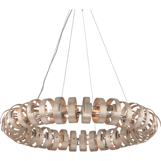 Recoil Pendant by Corbett in textured antique silver leaf. Made from hand-worked iron in a modern style.
