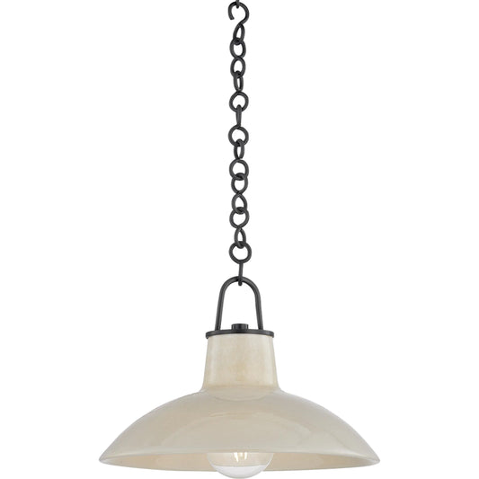 001 SI-2388358 | Primary Silo | Pottersville Pendant by Hudson Valley in distressed bronze, ceramic ivory crackle. Made from ceramic in a unique style.