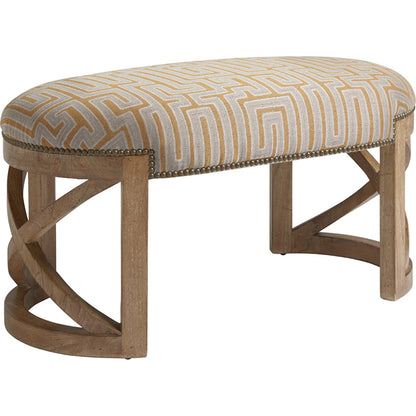 Marcel Bench by Tommy Bahama Home in golden gray. Made from unique in a coastal style.