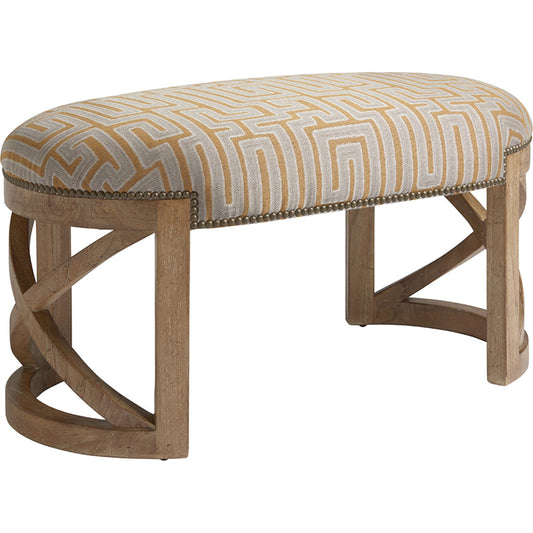 Marcel Bench by Tommy Bahama Home in golden gray. Made from unique in a coastal style.
