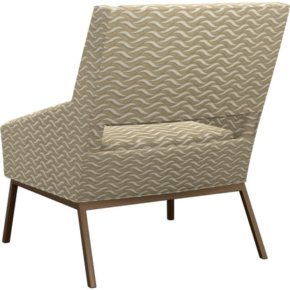 Amani Chair With Bright Brass by Lexington in beige, tan and brass. Made from mahogany, fabric, metal in a unique style.