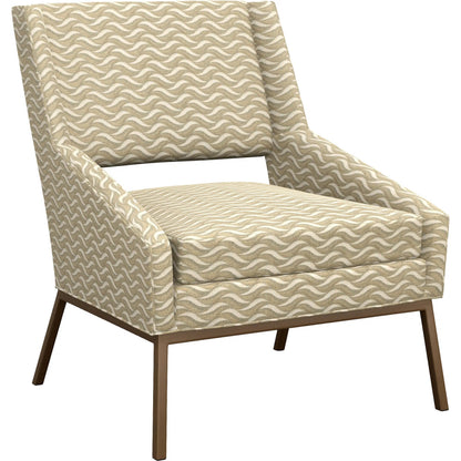 Amani Chair With Bright Brass by Lexington in beige, tan and brass. Made from mahogany, fabric, metal in a unique style.