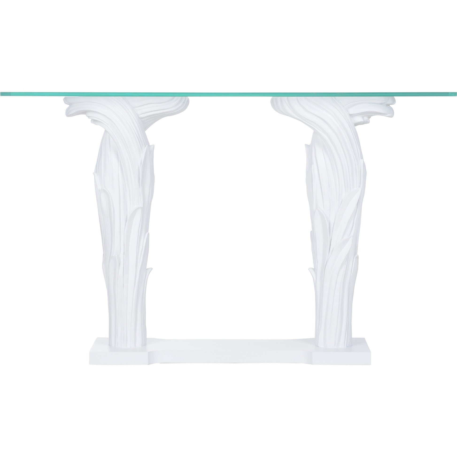 Fontana Flair Console by Wildwood in white, clear. Made from wood/glass in a modern style.