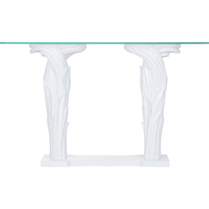 Fontana Flair Console by Wildwood in white, clear. Made from wood/glass in a modern style.