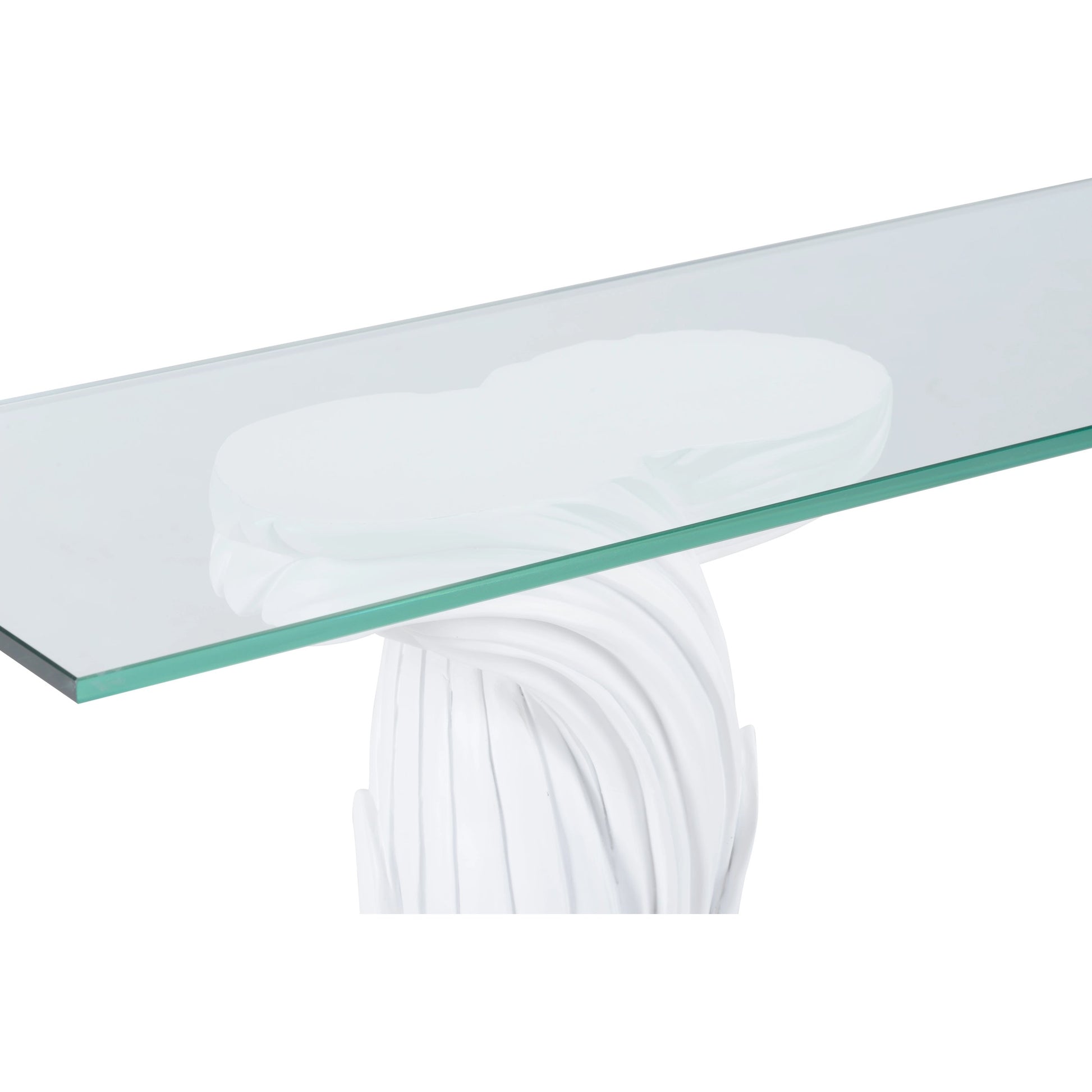 Fontana Flair Console by Wildwood in white, clear. Made from wood/glass in a modern style.