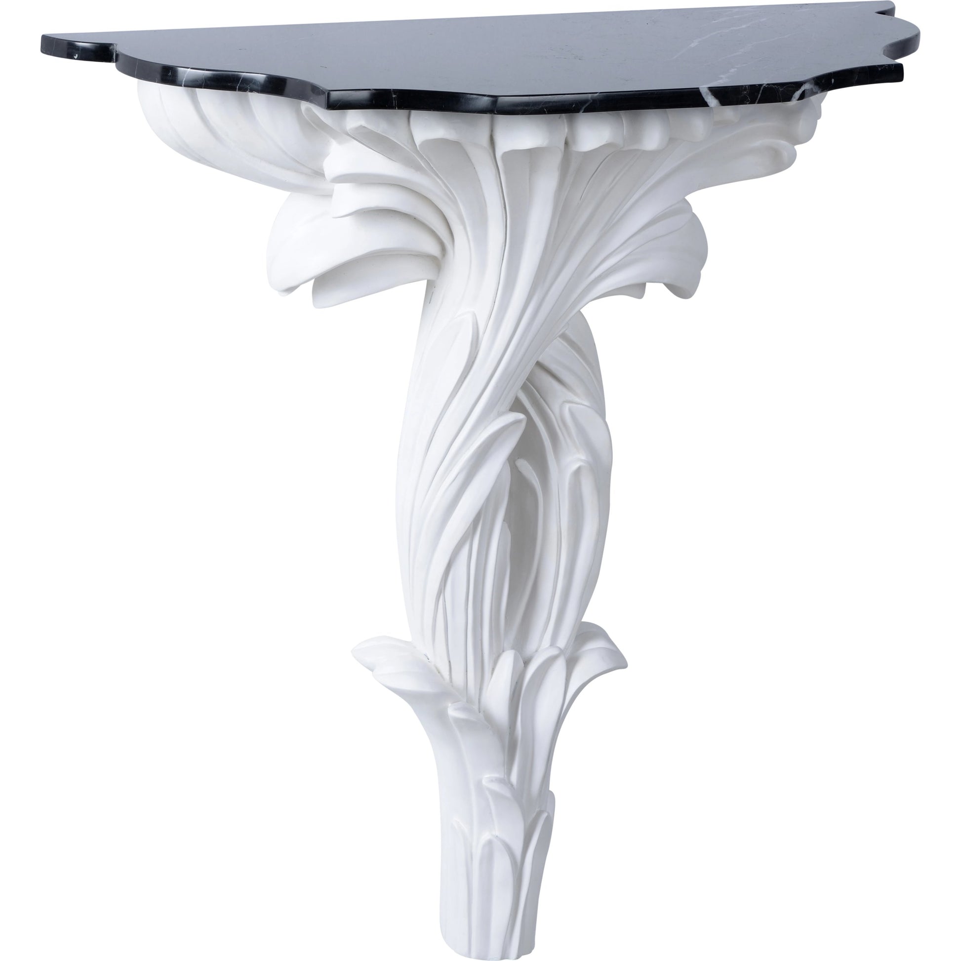 Roche Console by Wildwood in white, natural black. Made from wood/marble in a traditional style.