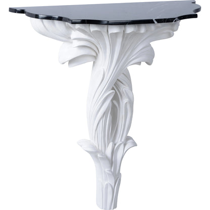 Roche Console by Wildwood in white, natural black. Made from wood/marble in a traditional style.