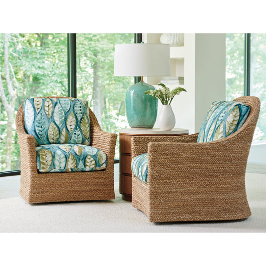 Soren Swivel Chair by Tommy Bahama Home in sonoran. Made from unique in a coastal style.