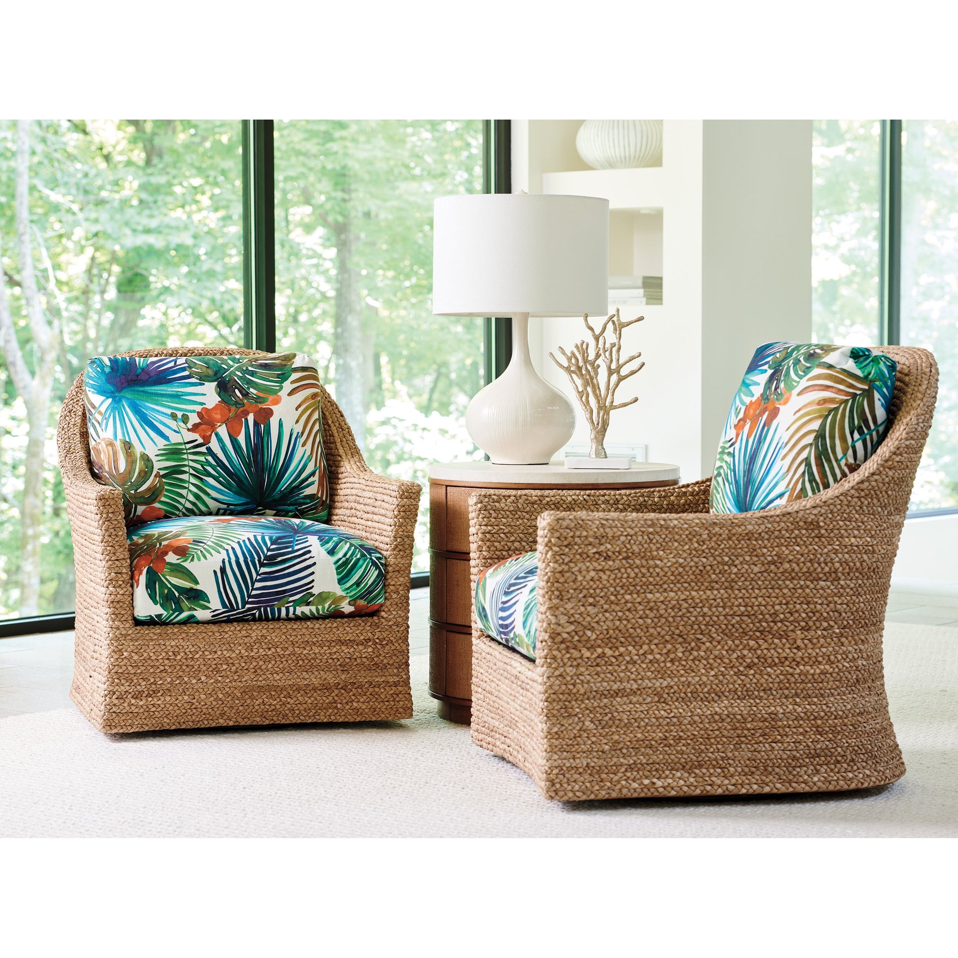 Banning Raffia Lamp Table by Tommy Bahama Home. Made from unique in a transitional style.