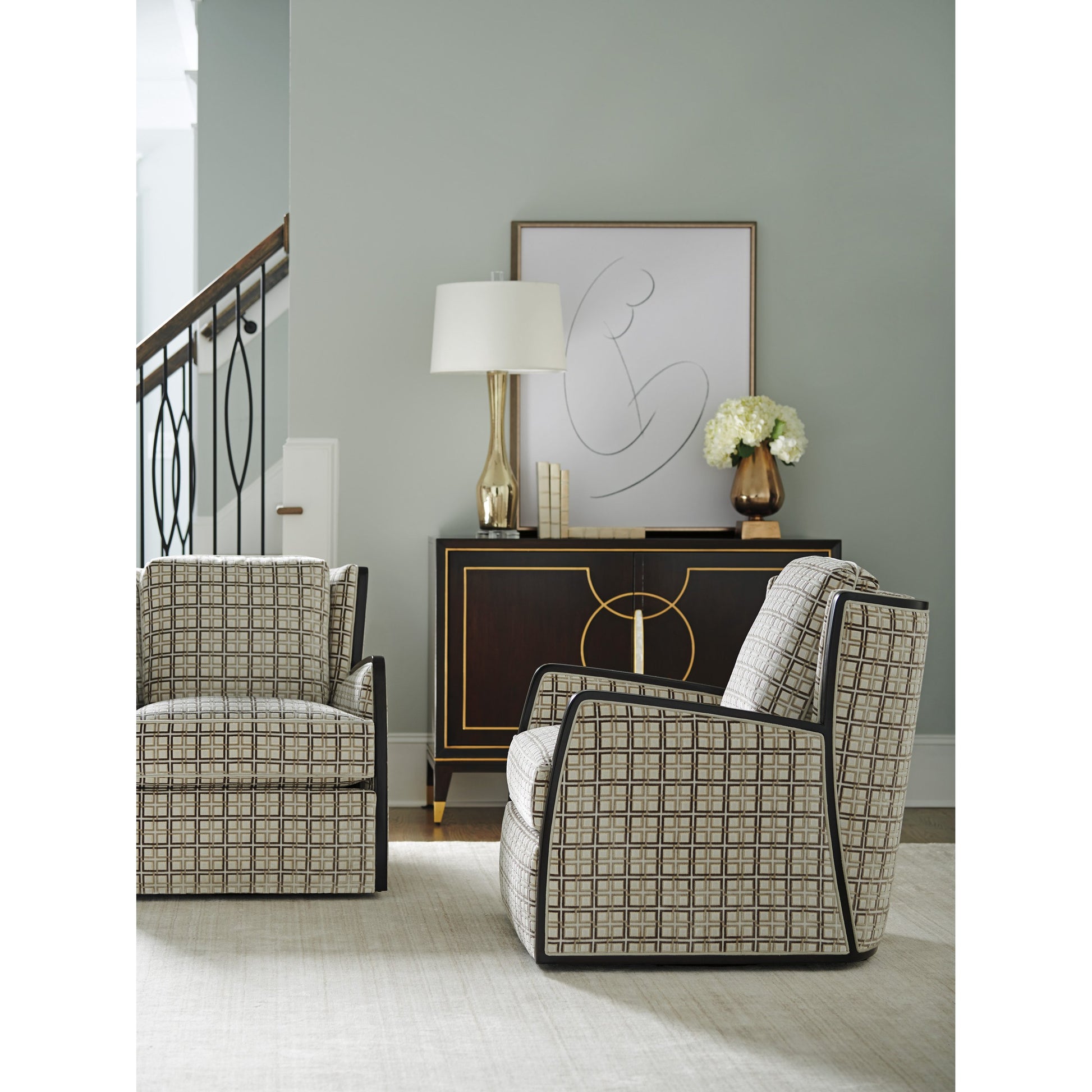 Delancey Swivel Chair by Lexington. Made from unique in a transitional style.
