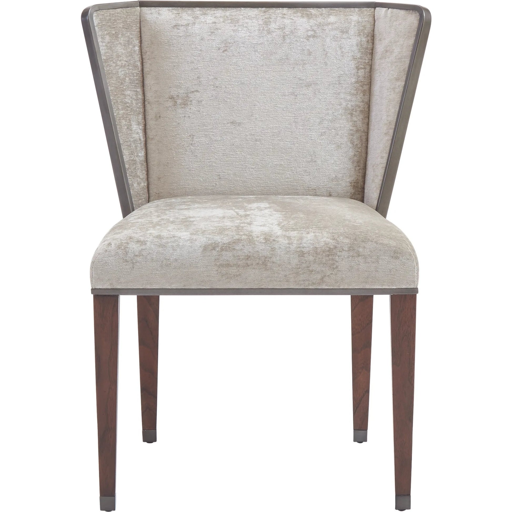 Argento Chair by Global Views in pewter. Made from acacia, beech, raffia, steel, velvet in a transitional style.