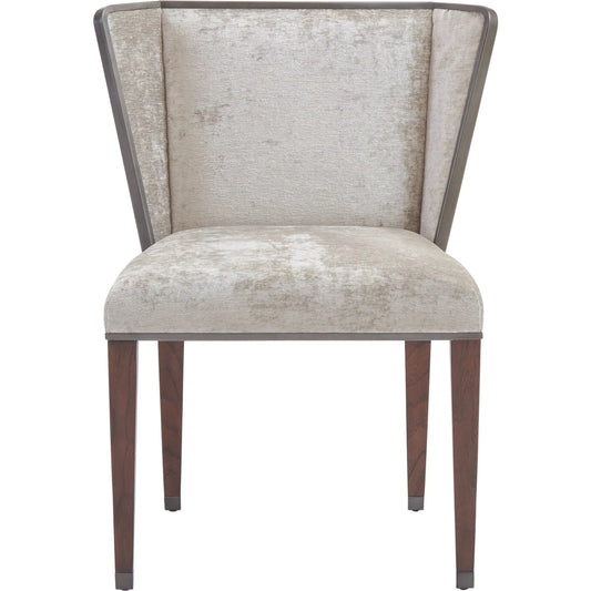 Argento Chair by Global Views in pewter. Made from acacia, beech, raffia, steel, velvet in a transitional style.