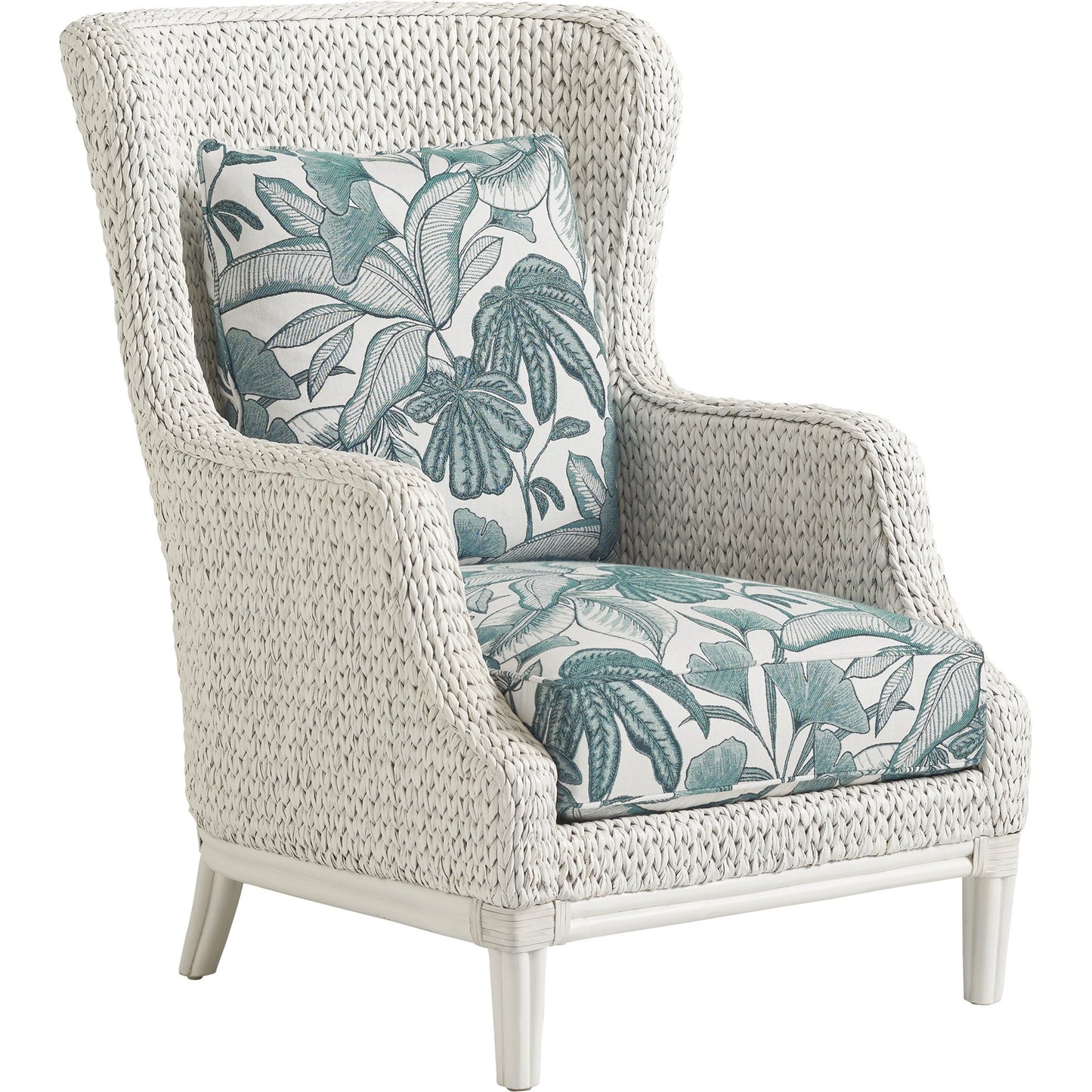 001 SI-1770865 | Primary Silo | Vero Pattern Wing Chair by Tommy Bahama Home in ocean mist and caribbean sands. Made from unique in a coastal style.