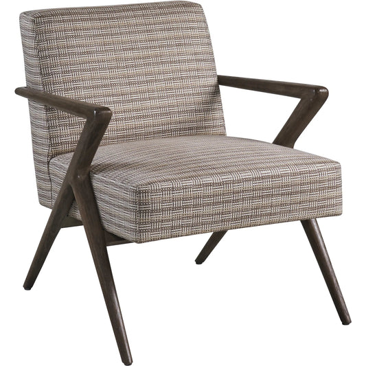 Tanzania Chair by Lexington in beige, tan and dark brown. Made from mahogany, fabric in a unique style.