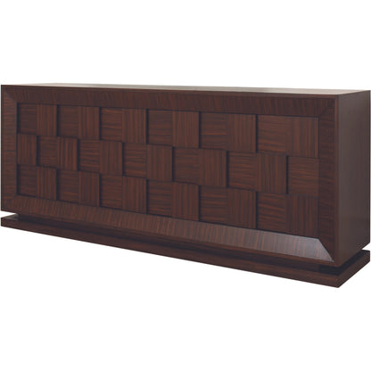 Quad Block Chest by Global Views in walnut stain, satin lacquer, zebra. Made from birch, mdf in a modern style.
