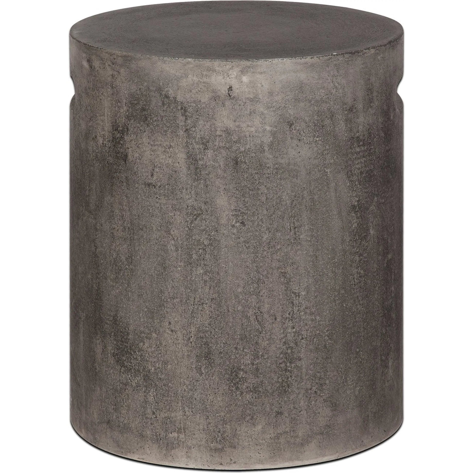 Concrete Round Side Table With Handle by LH Imports in grey. Made from dark grey concrete in a modern style.