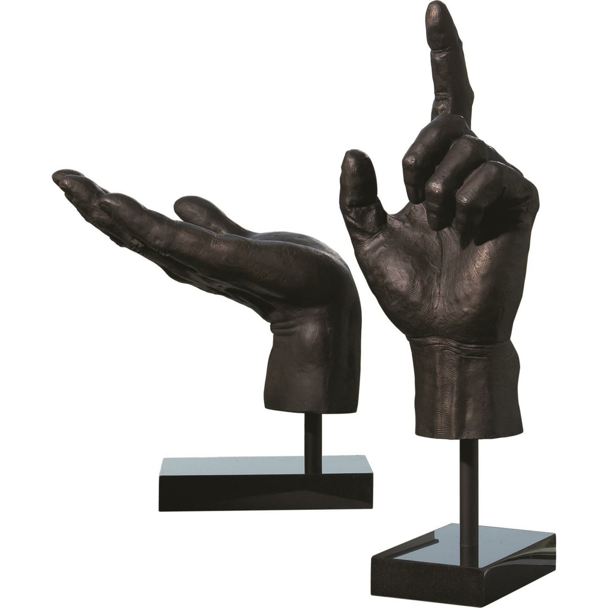 Open Hand Sculpture by Global Views in bronze. Made from cast iron in a eclectic & global style.