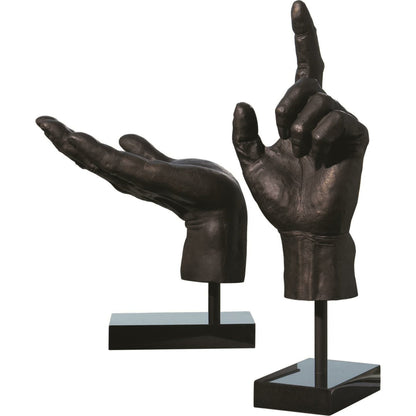 Open Hand Sculpture by Global Views in bronze. Made from cast iron in a eclectic & global style.