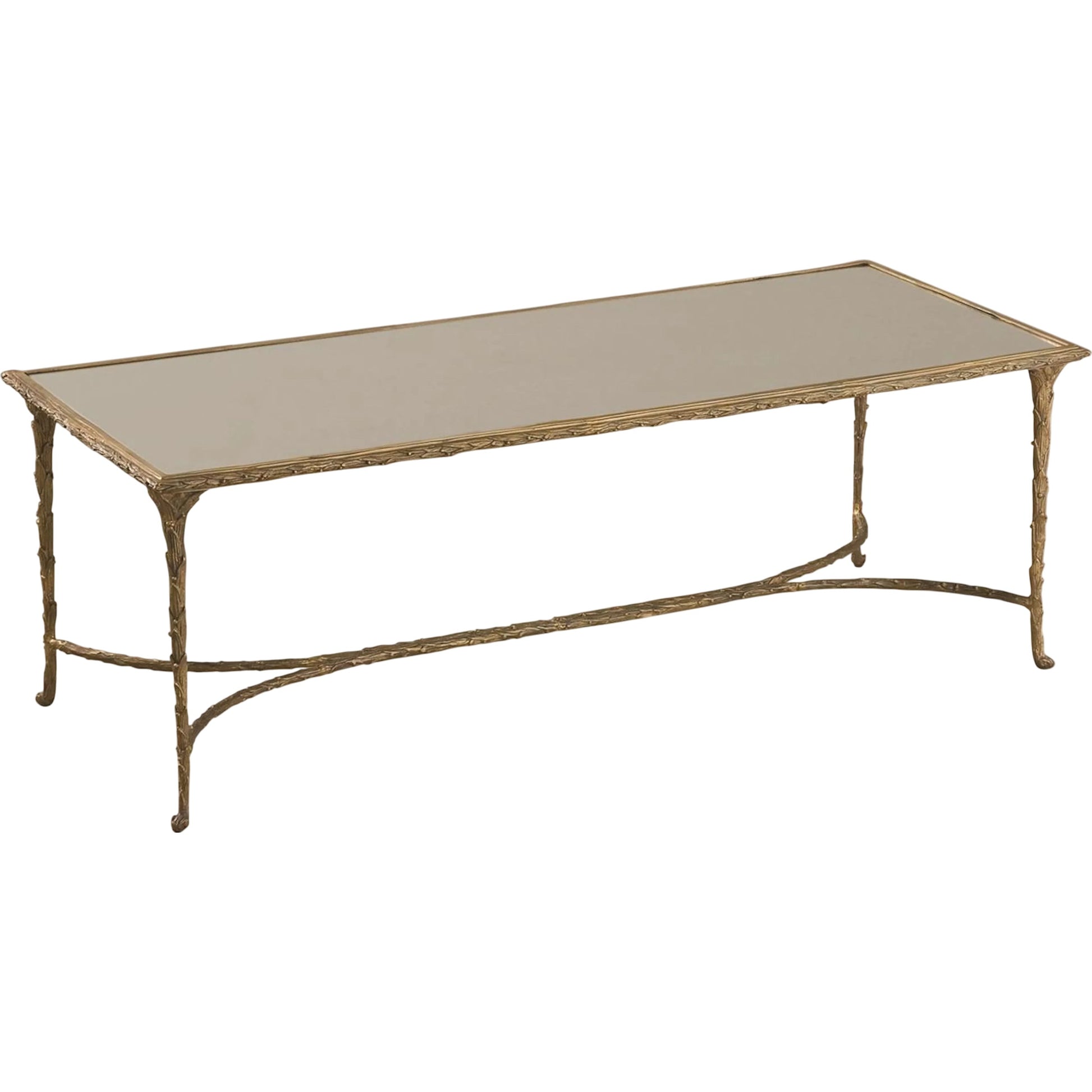 Organic Cocktail Table by Global Views in burnished brass. Made from cast brass, mirror in a transitional style.