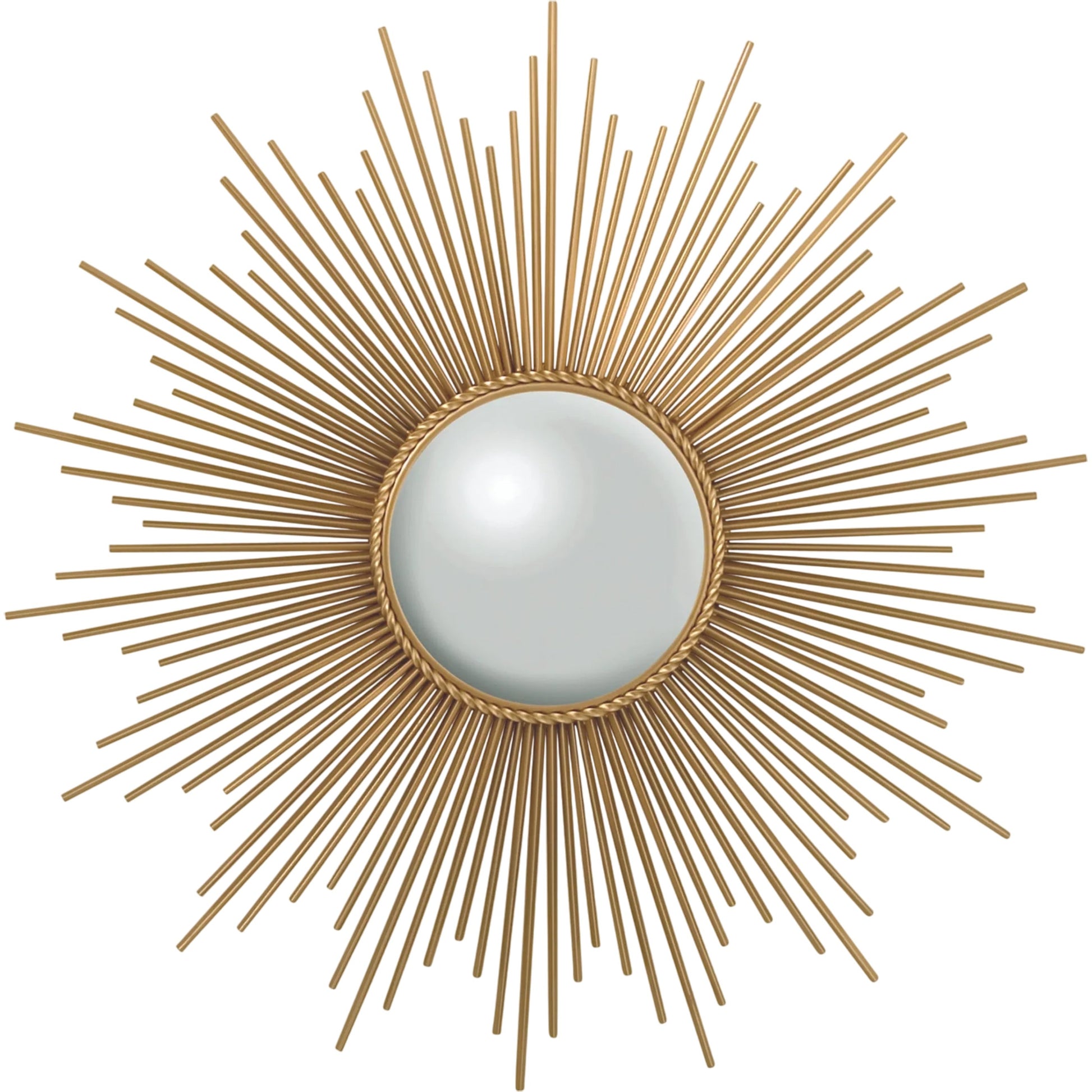 Sunburst Mirror with Security Hdwe by Global Views in gold. Made from brass, glass in a transitional style.