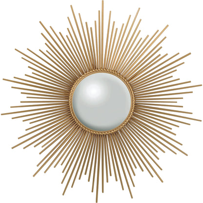 Sunburst Mirror with Security Hdwe by Global Views in gold. Made from brass, glass in a transitional style.