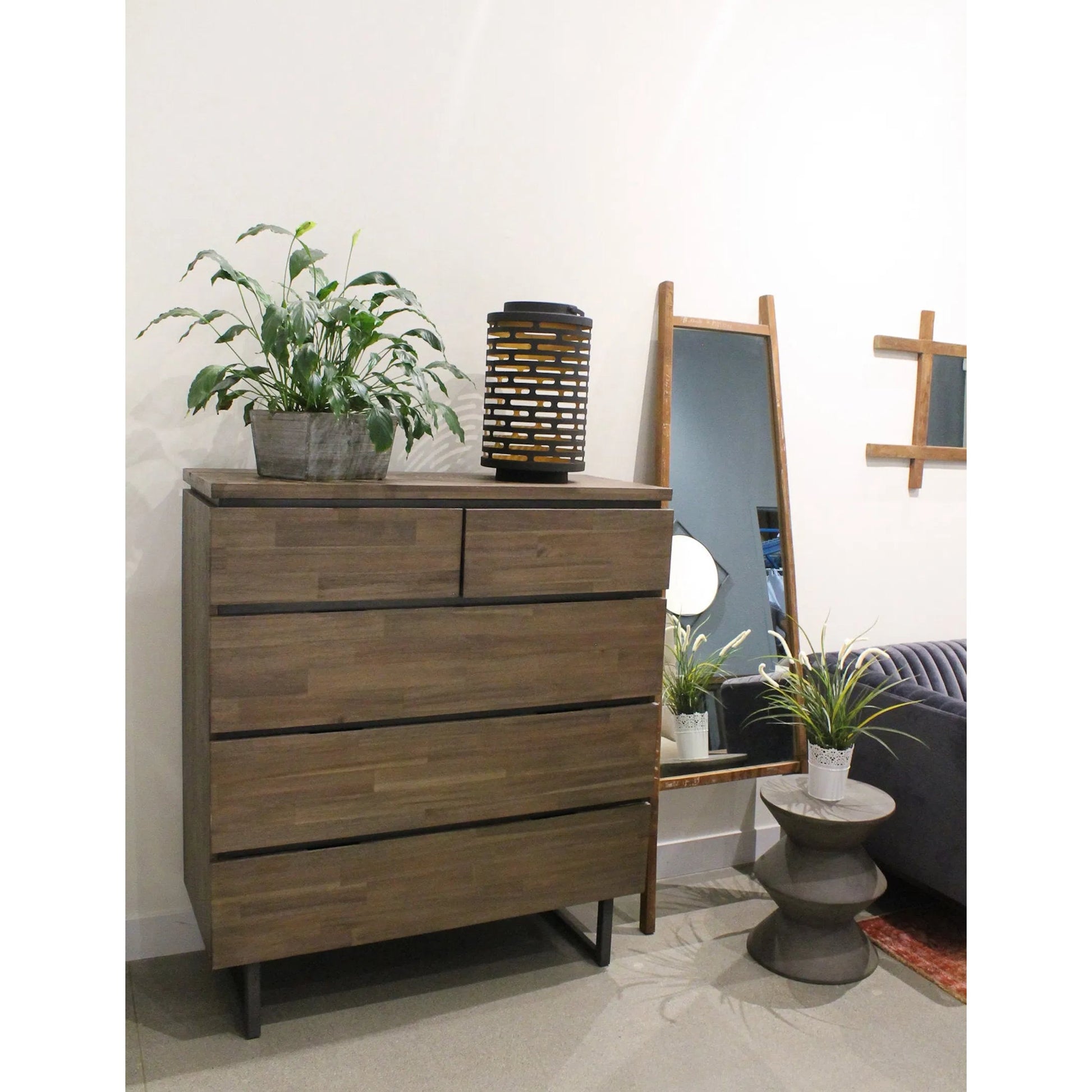Concrete Inverted Side Table by LH Imports in grey. Made from dark grey concrete in a modern style.