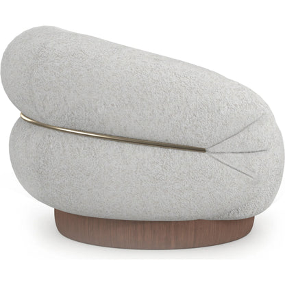 Smoosh Swivel Chair by Caracole in retro walnut, champagne gold. Made from unique in a transitional style.