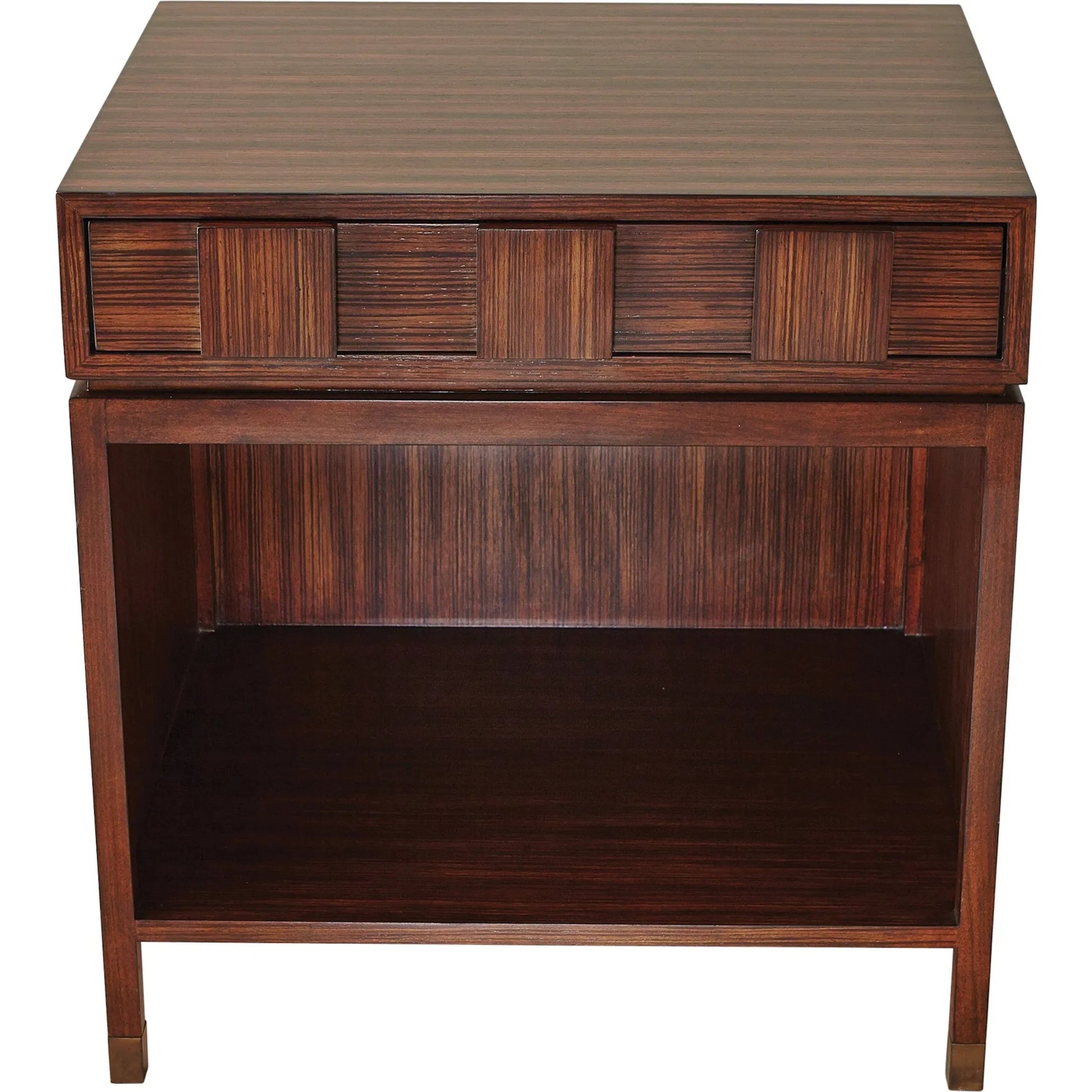 Quad Block Bedside Table by Global Views in zebra. Made from poplar in a modern style.