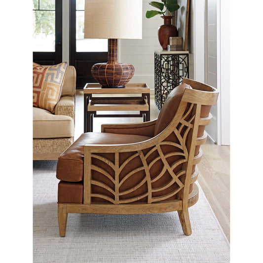 Marion Leather Chair by Tommy Bahama Home in brown, newcastle. Made from unique in a transitional style.