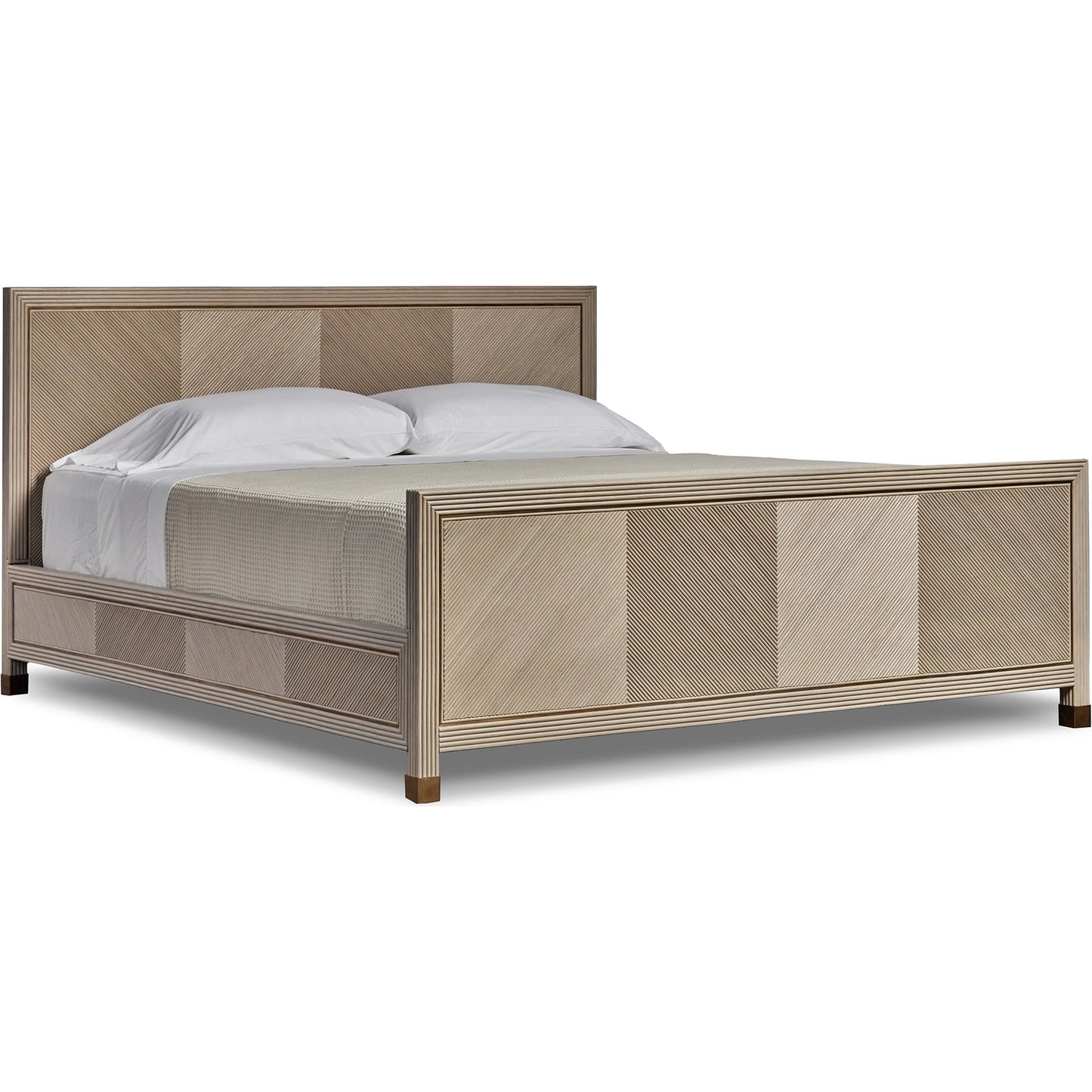 001 SI-2130767 | Primary Silo | Jensen Bed by Interlude Home in grey wash, aged brass. Made from wood, rattan, brass in a modern style.