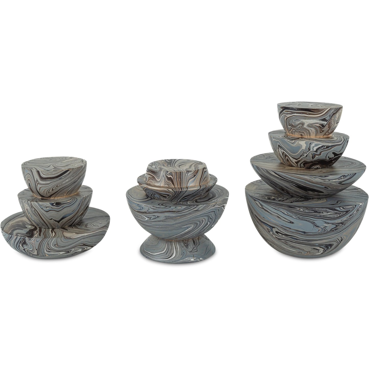 001 SI-2387153 | Primary Silo | Stacking Box Set by Currey and Company in marbleized gray. Made from wood in a unique style.