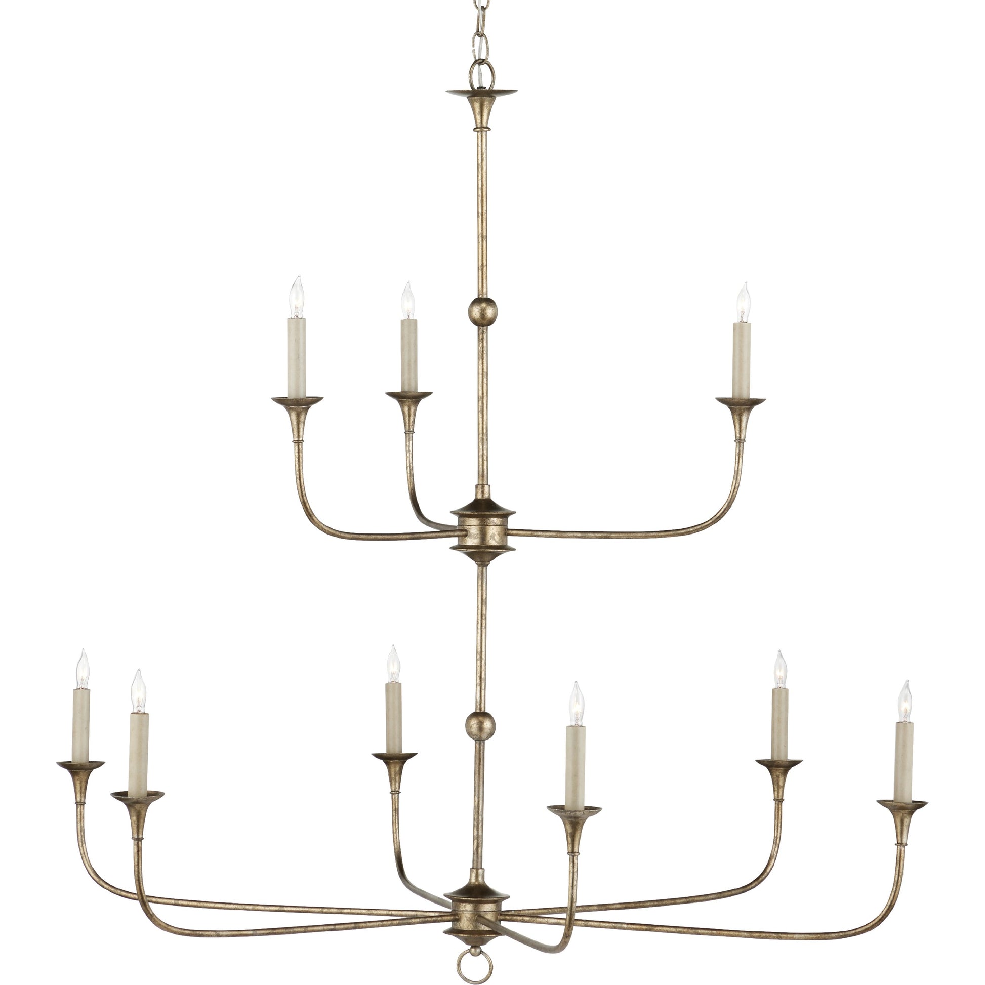 Nottaway Two-Tier Chandelier by Currey and Company. Made from wrought iron in a traditional style.