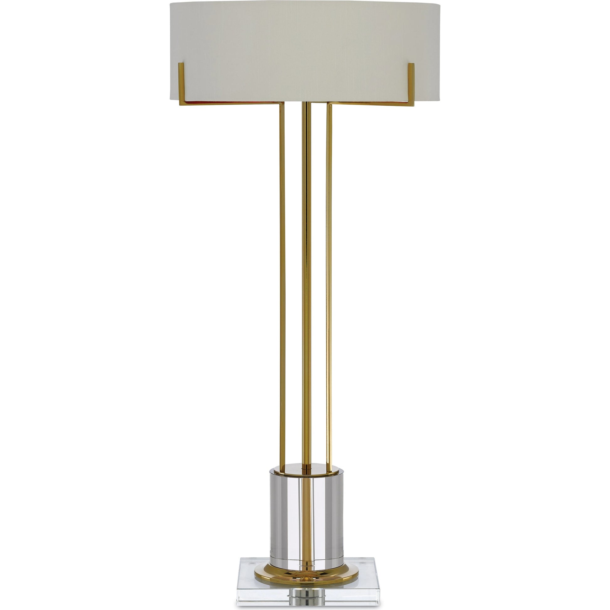 Winsland Table Lamp by Currey and Company in polished brass, clear. Made from metal, optic crystal in a transitional style.