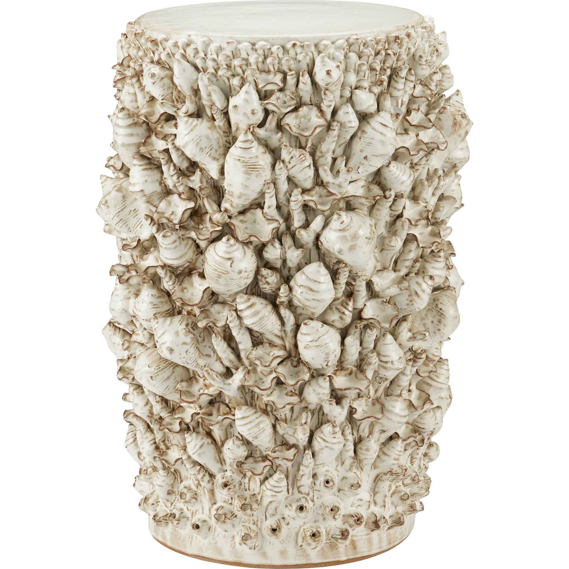 Corfu Ivory Accent Table by Currey and Company in milky white. Made from ceramic in a eclectic & global style.