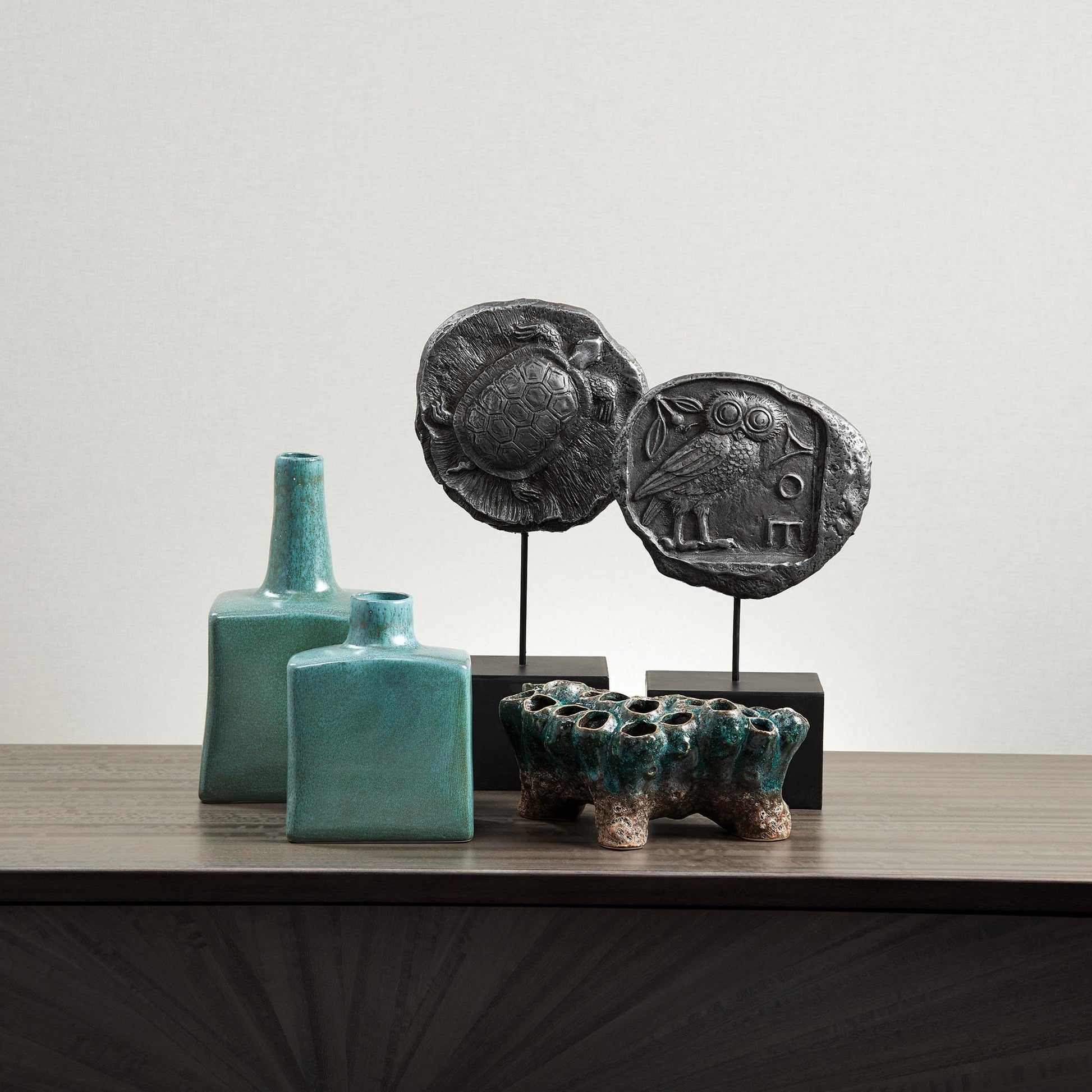 Tall Stack Bottle by Global Views in reactive ivory. Made from earthenware in a eclectic & global style.