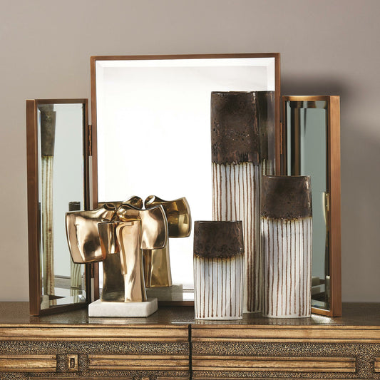 Reactive Bronze Stripe Oval Vase by Global Views. Made from porcelain in a eclectic & global style.
