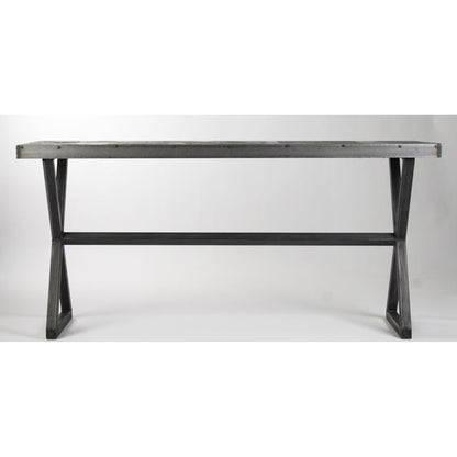 Cris Console by Zentique in rustic galvanized tin and recycled metal. Made from recycled metal in a modern style.