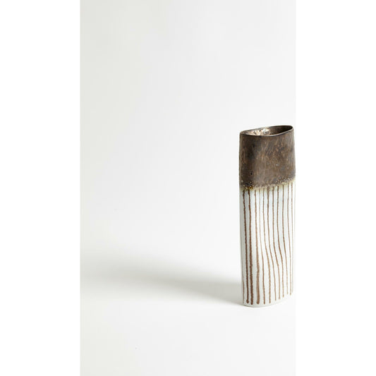 Reactive Bronze Stripe Oval Vase by Global Views. Made from porcelain in a eclectic & global style.