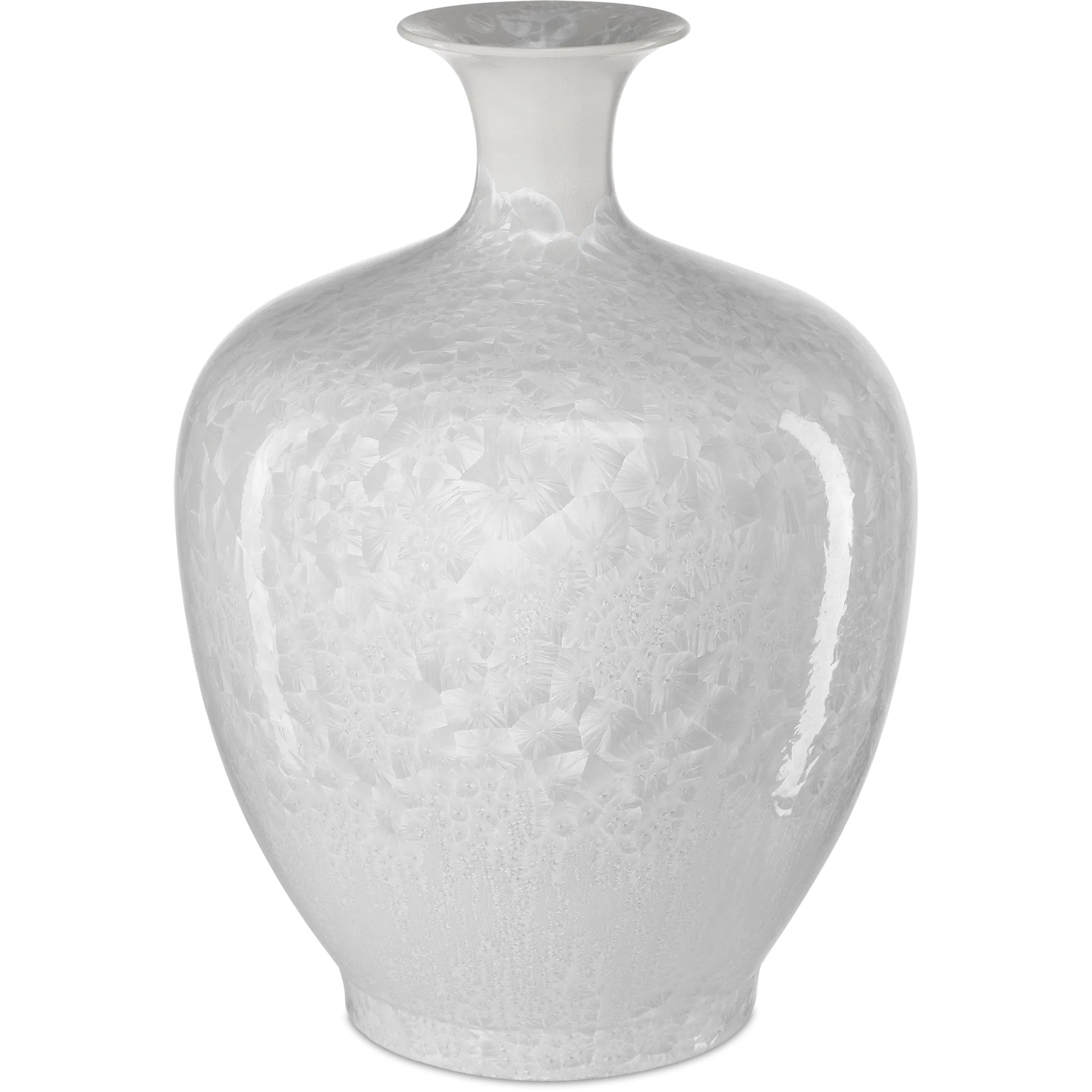 Crystalline Vase by Currey and Company in crystallized white. Made from porcelain in a modern style.