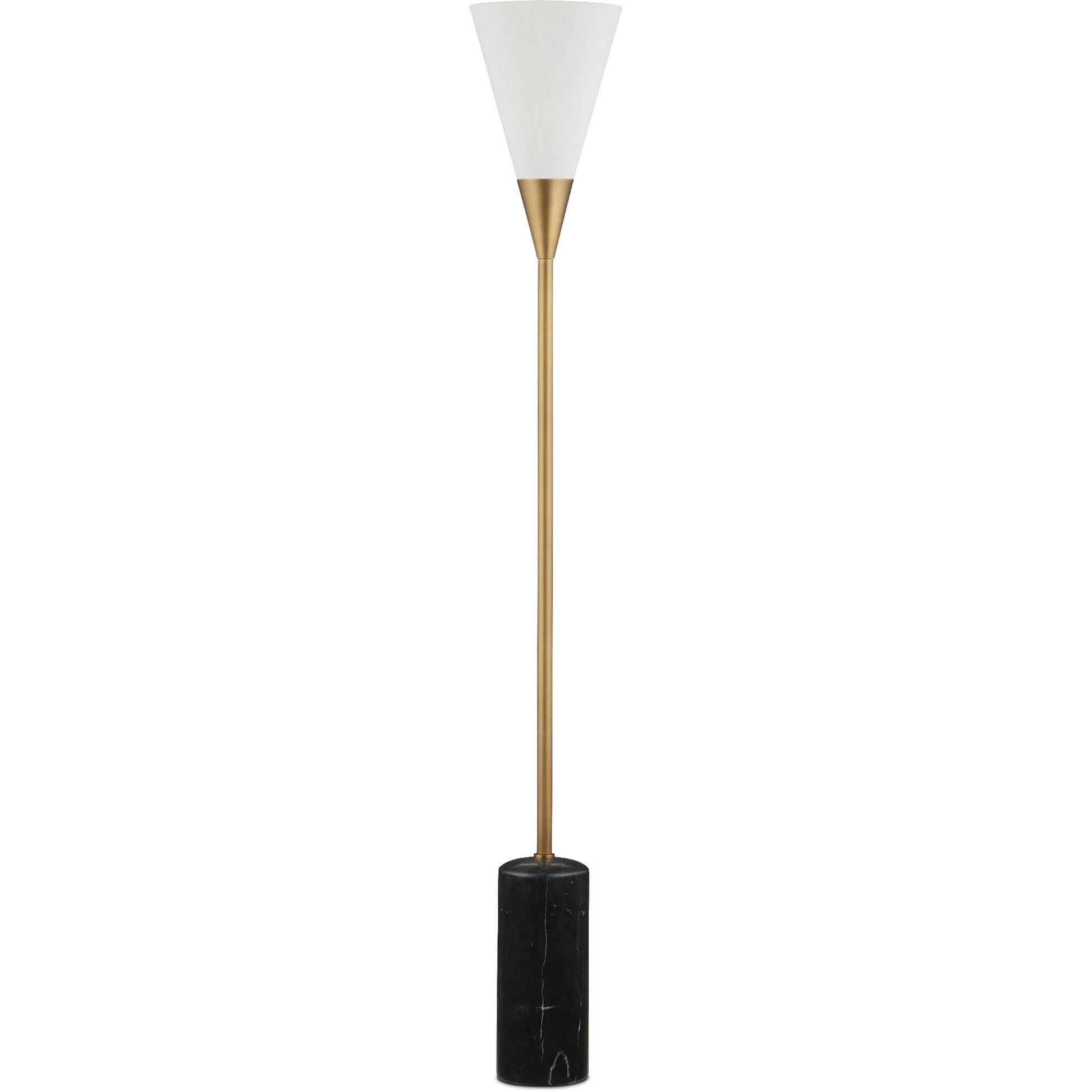 Martini Floor Lamp by Currey and Company in black, brushed brass. Made from marble, metal in a modern style.
