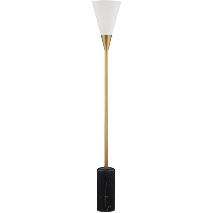 Martini Floor Lamp by Currey and Company in black, brushed brass. Made from marble, metal in a modern style.