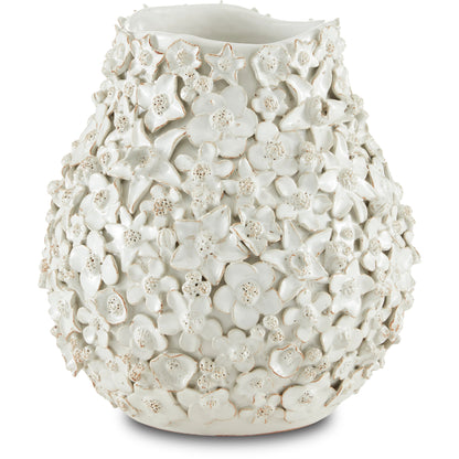 Jessamine Vase by Currey and Company in white. Made from ceramic in a modern style.